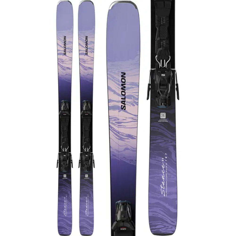Salomon лыжи горные женские E Stance W 84 + E M11 Gw black grey L90