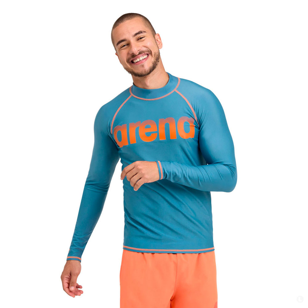 Arena футболка мужская для плавания Rash vest l/s graphic — изображение 3